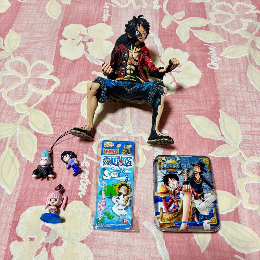 ONEPIECE 6点◆彩色王頂上決戦 ルフィ◆ストラップ・空缶・フィギュア