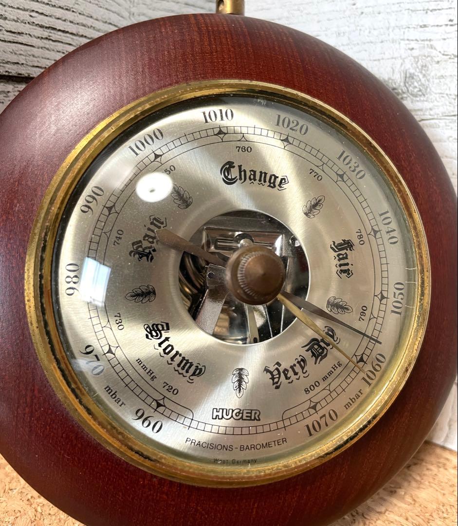 ヴィンテージ HUGER ドイツ製 気圧計 アネロイド気圧計 バロメーター
