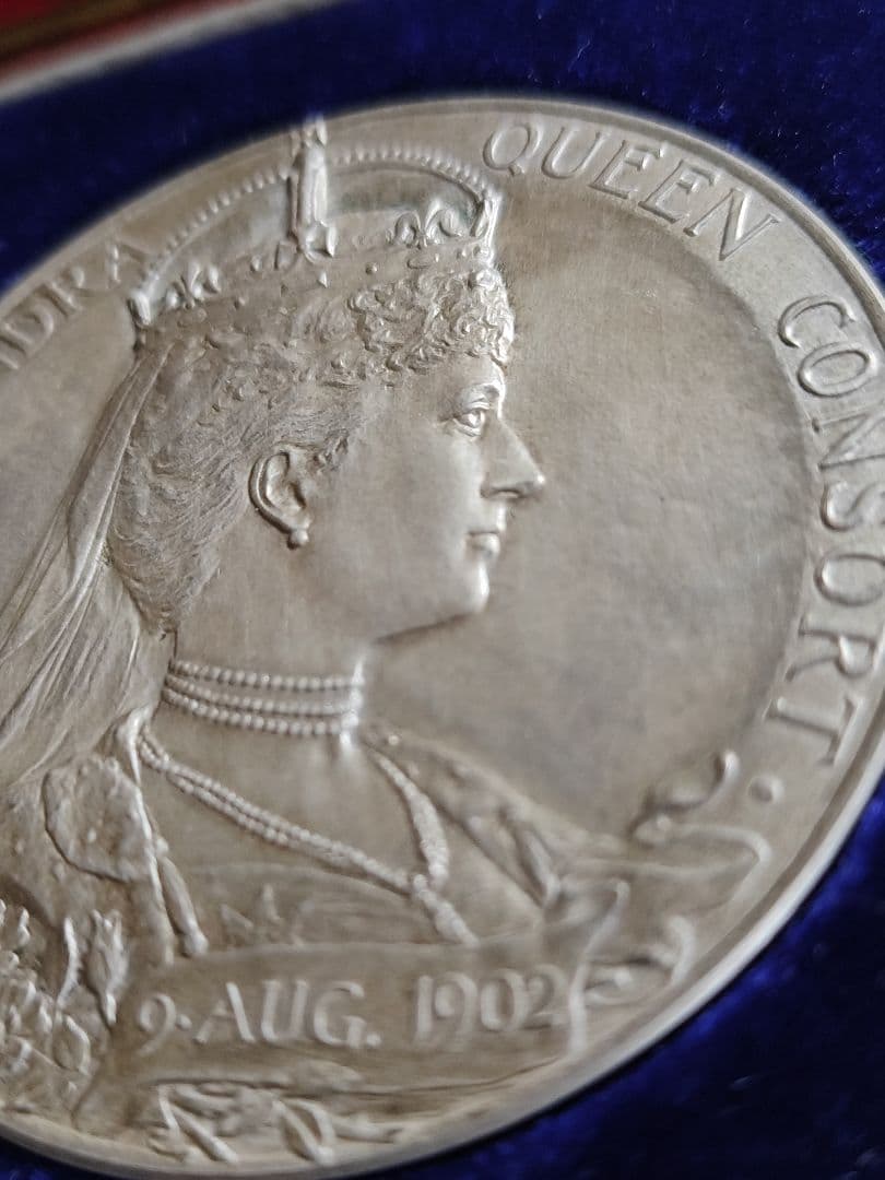 希少シルバー1902 イギリス エドワード アレクサンドラ 銀 メダル