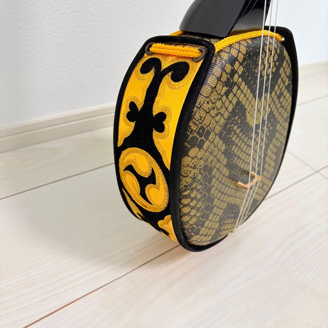 美品 三味線 蛇皮合皮