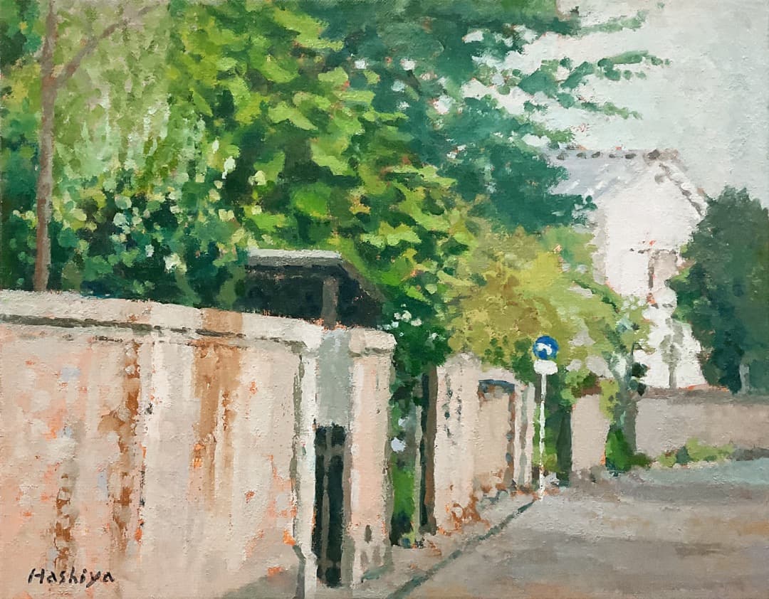 絵画 599 油絵/風景/東京/街角/本駒込/屋敷/通り/F6号