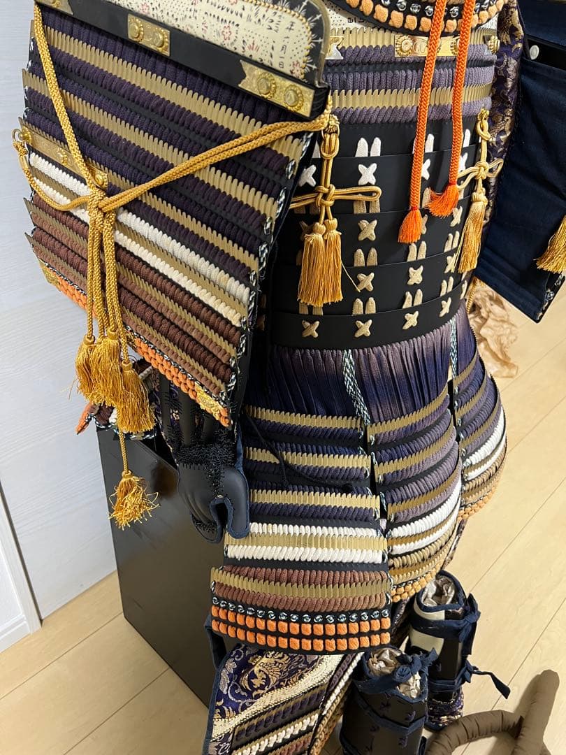 【未使用・保管品】等身大 甲冑 具足 黒胴当世素掛 紺・白・茶 甲冑工房丸武