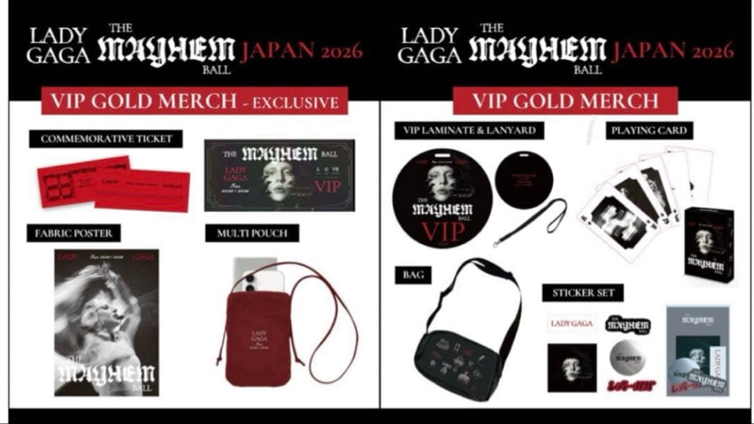 Lady Gaga MAYHEM VIP GOLD MERCHセット