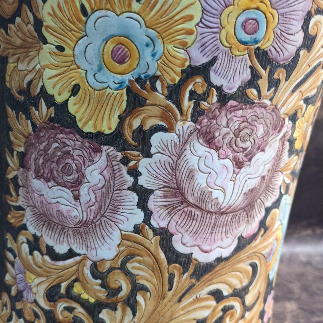 イタリア製　マヨルカ焼　壺？傘立て？