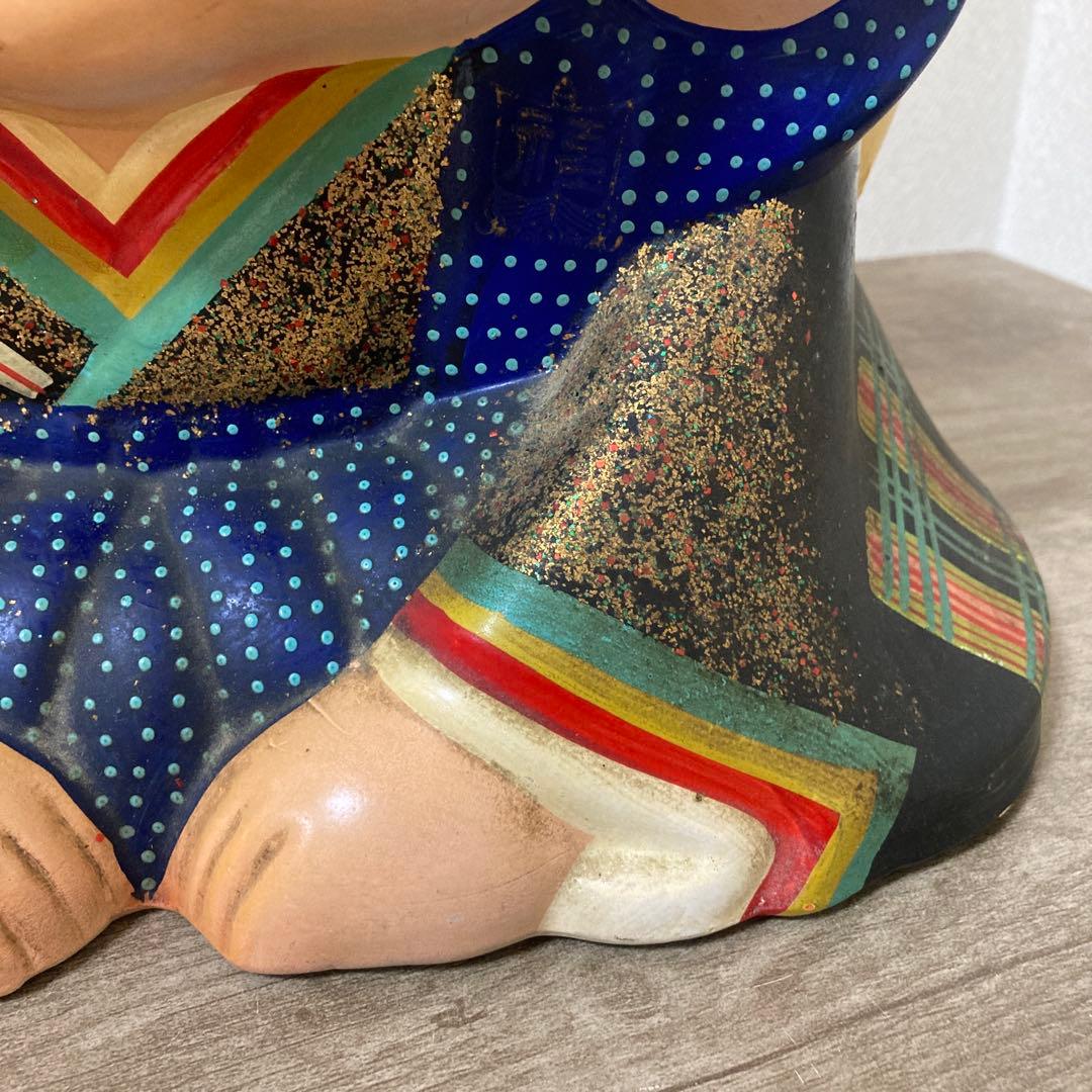 時代福助人形　縁起　手描き　招福置物　珍品〈検 招き猫　こけし　七福神　常滑焼