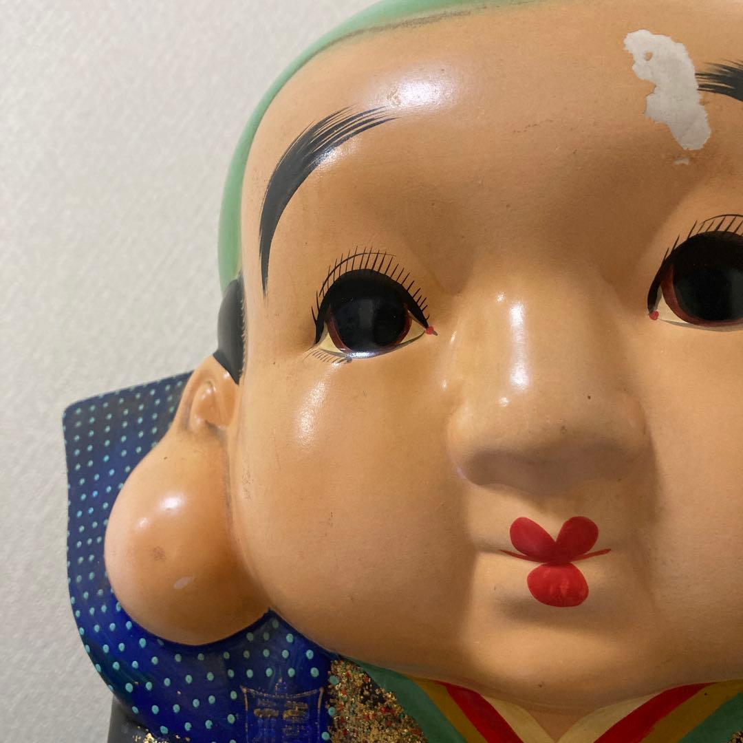 時代福助人形　縁起　手描き　招福置物　珍品〈検 招き猫　こけし　七福神　常滑焼