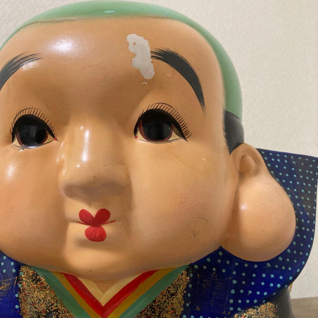 時代福助人形　縁起　手描き　招福置物　珍品〈検 招き猫　こけし　七福神　常滑焼