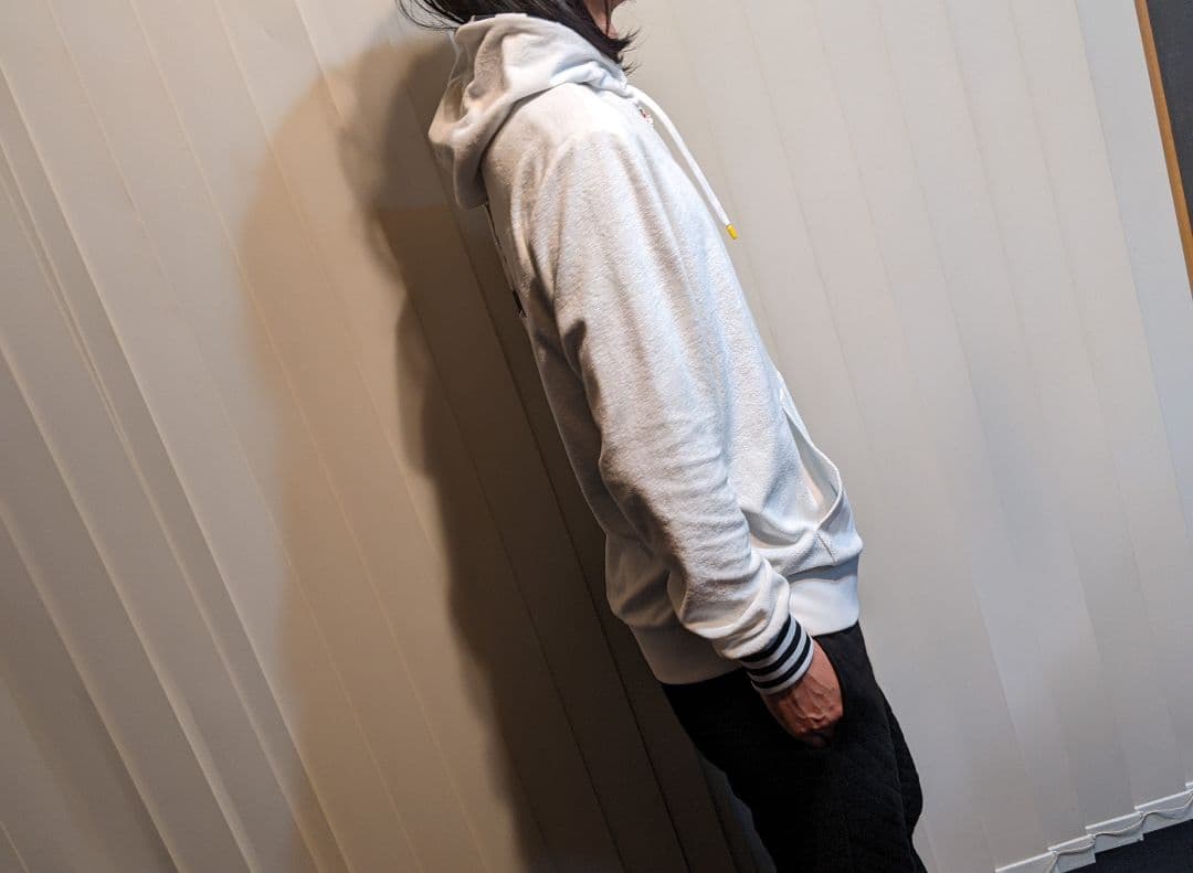 ニューバランス　ゴルフ　フルジップ　パーカー　パイル地　ボーダー　ジャケット　白