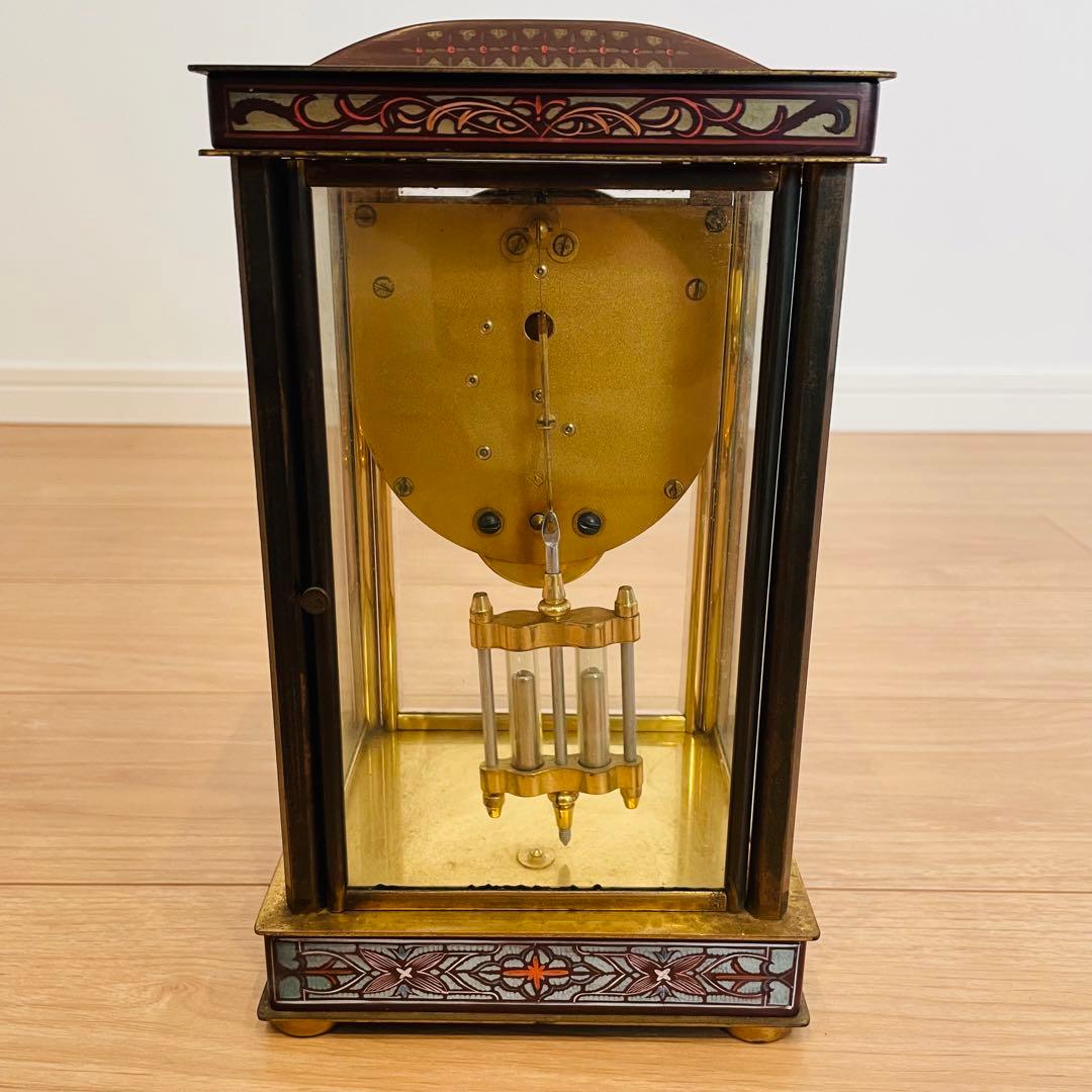 日本美術時計 置時計 Nマーク 四面ガラス ゼンマイ式 アンティーク 昭和レトロ