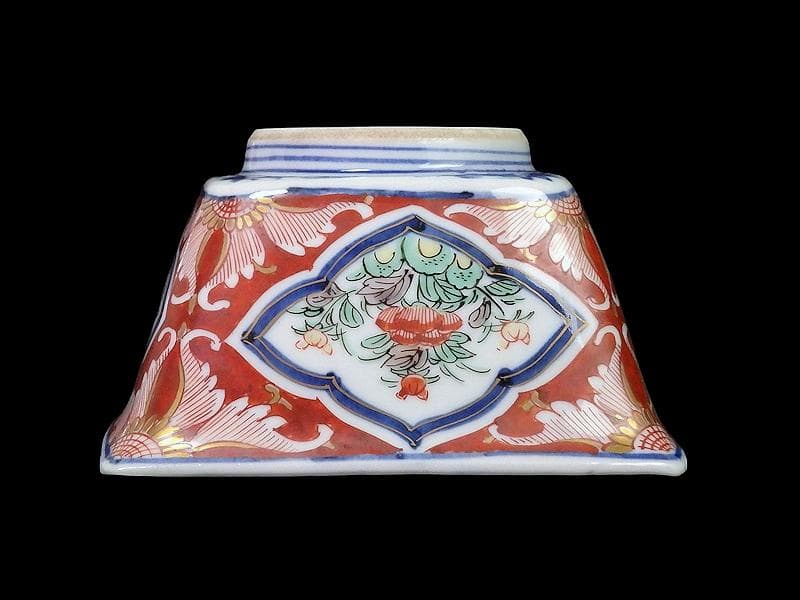 大聖寺伊万里　唐獅子牡丹の図　四方角向付　５客　N1114AS-CZy