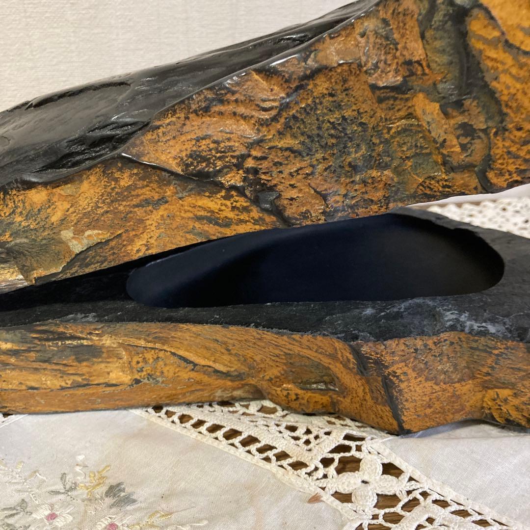 龍渓石硯　超大型共蓋付　美品　錆び色綺麗　翠川希石