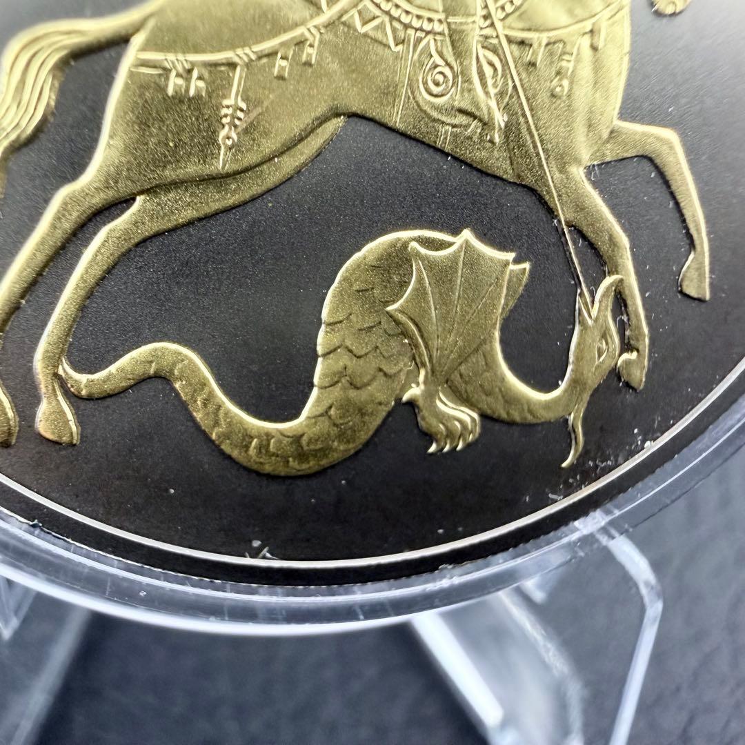 銀貨 ロシア セントジョージの龍退治 純銀 ギルトルテニウム仕上げ 保証書付き