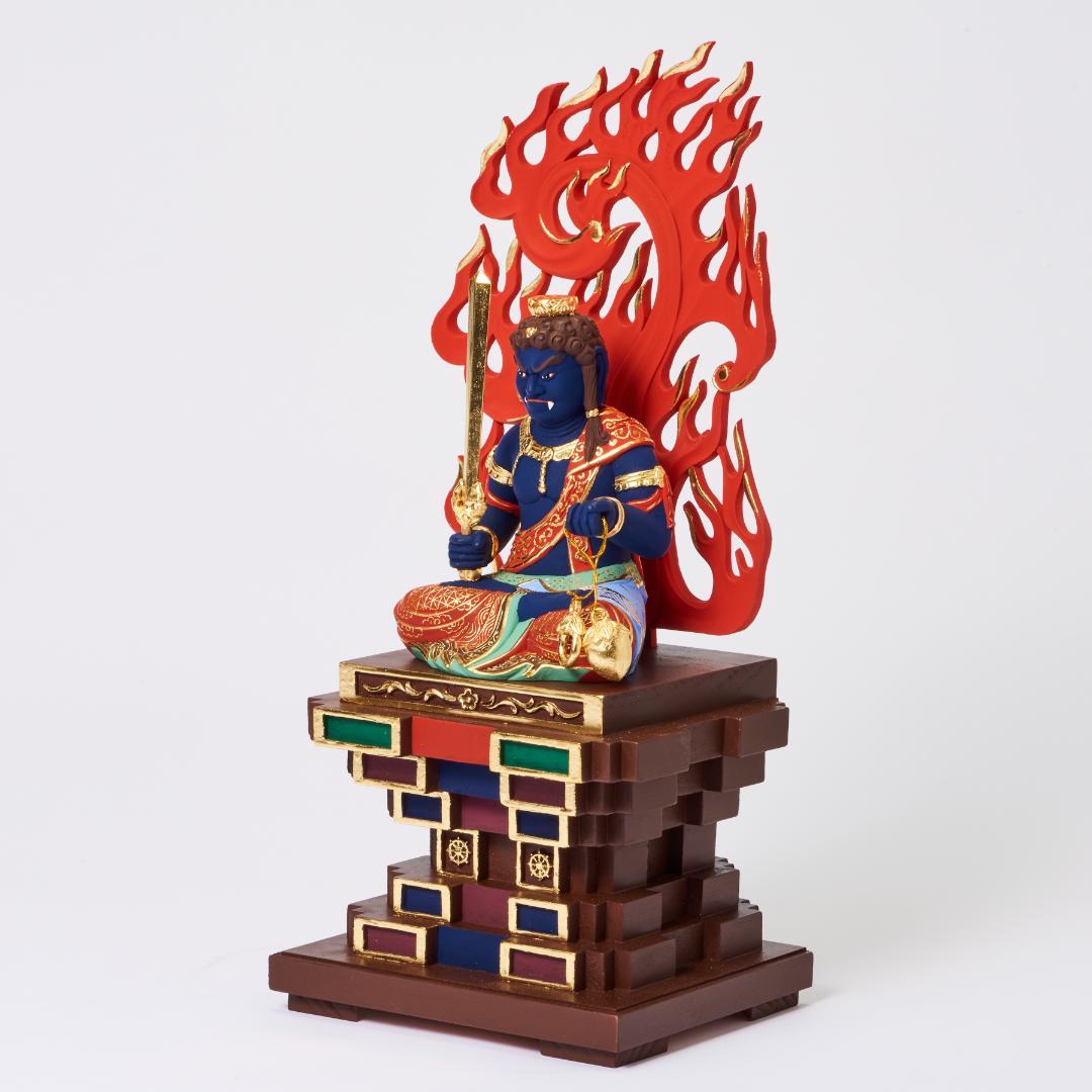 楠　座青不動明王　40ｃｍ　濃彩切金 #071