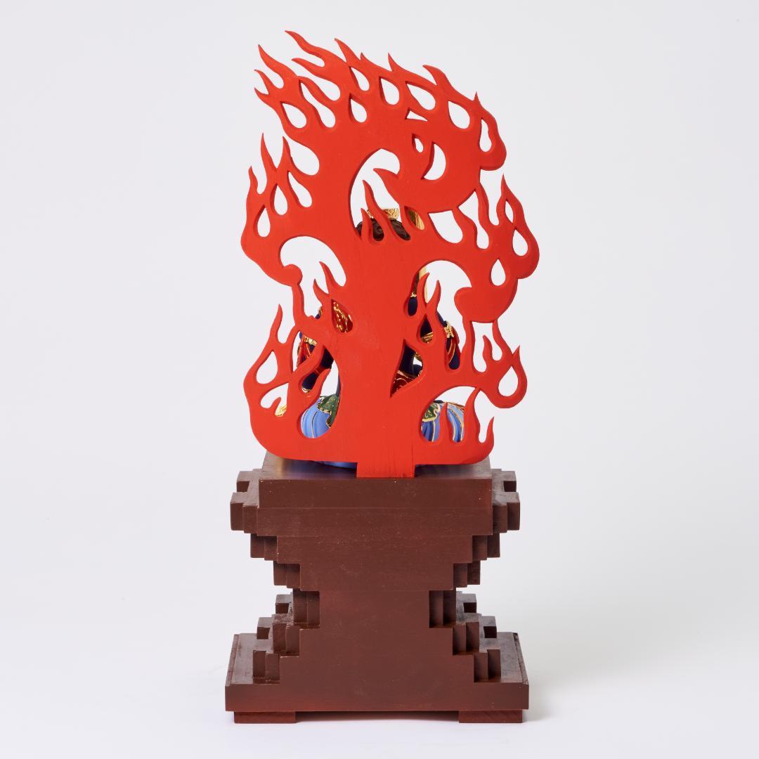 楠　座青不動明王　40ｃｍ　濃彩切金 #071