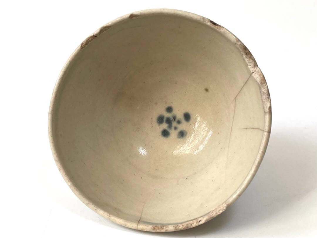 骨董　アンティーク　陶胎染付　瀬戸染付　呉須　宝珠文様　小碗　金継ぎ用　太白手