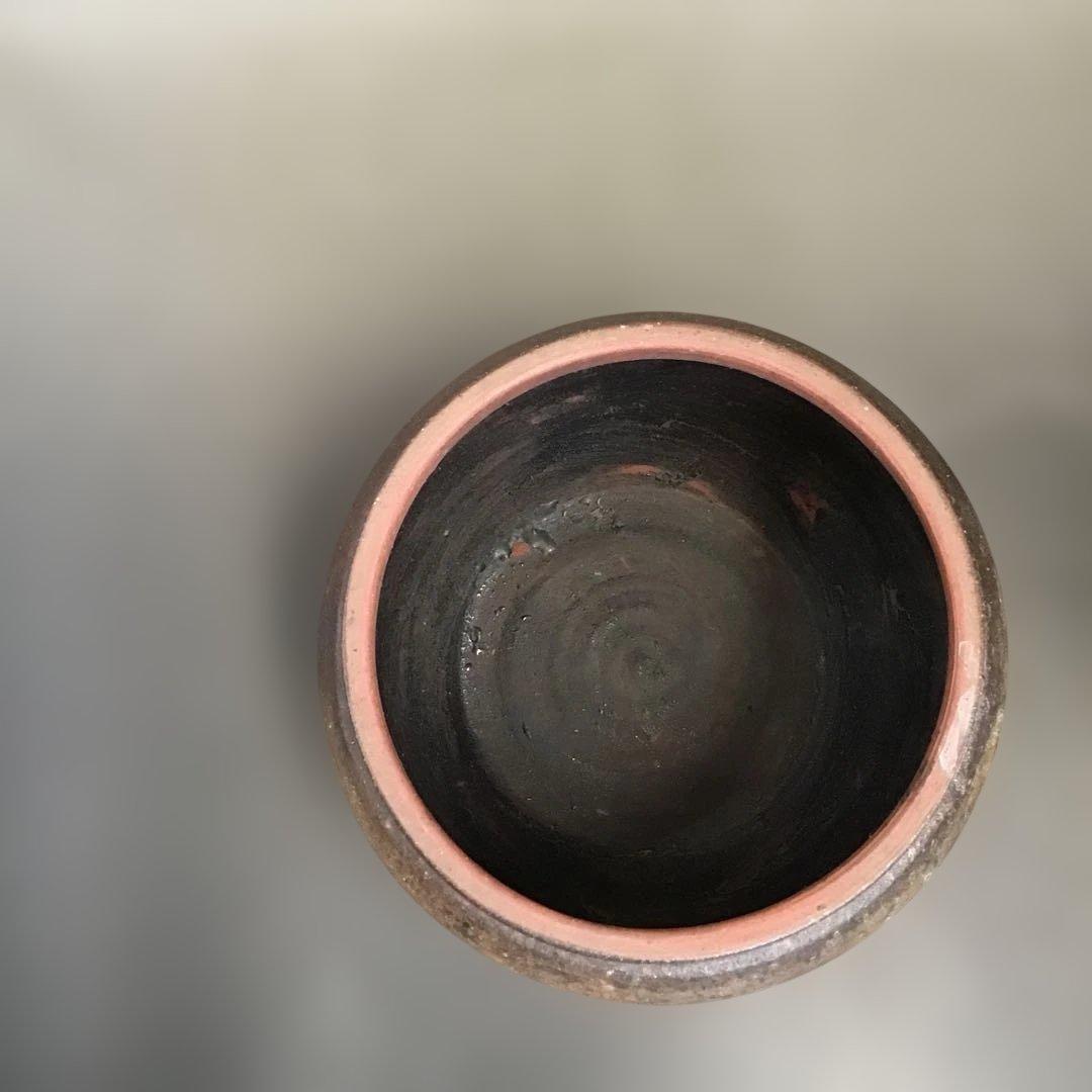 木製漆塗り彫刻蓋付き陶器　古常滑焼　茶道具　水指　骨董品　アンティーク