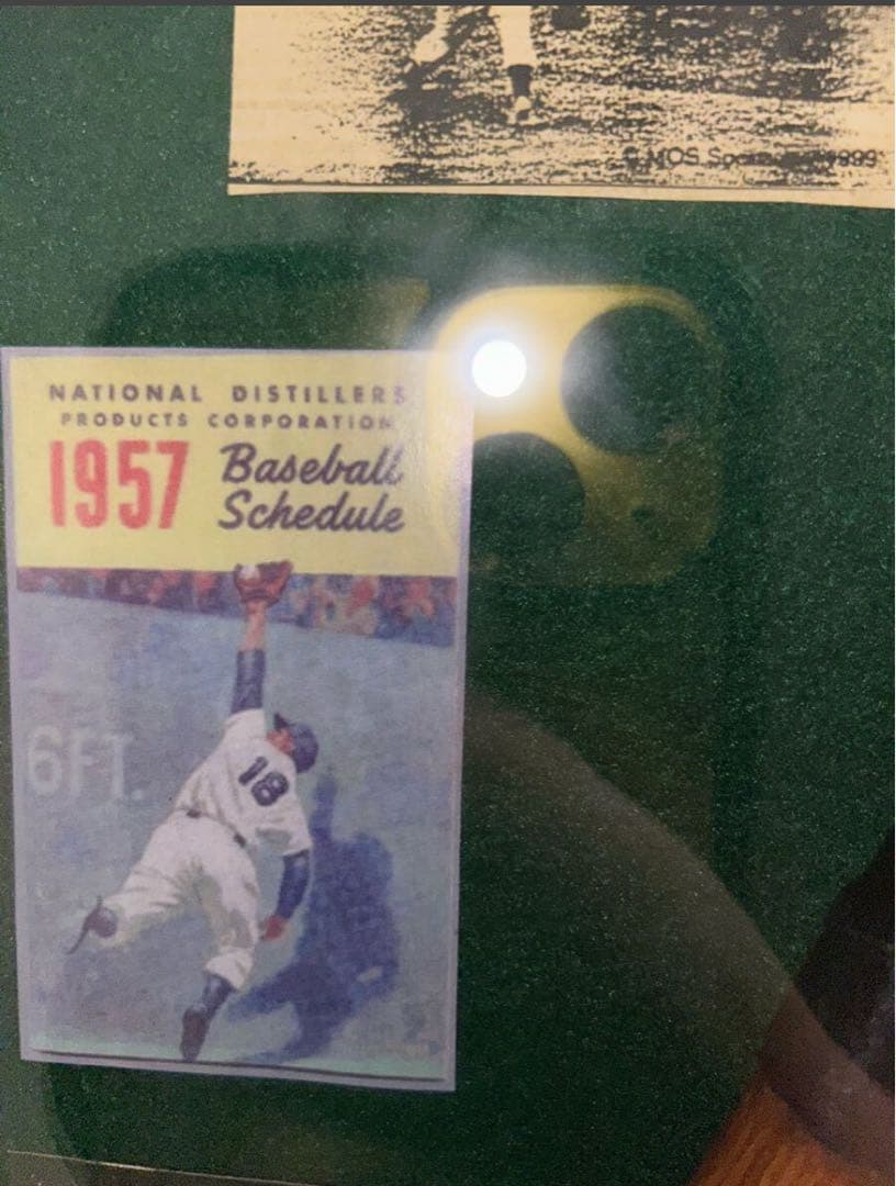 レトロ品 大リーグ ガラス額入り 記念品 ベーブ・ルース 1957