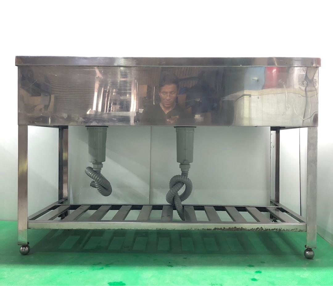 ☆地域限定送料無料☆工場整備品☆ニ槽シンク　水切付　幅1200 ステンレス