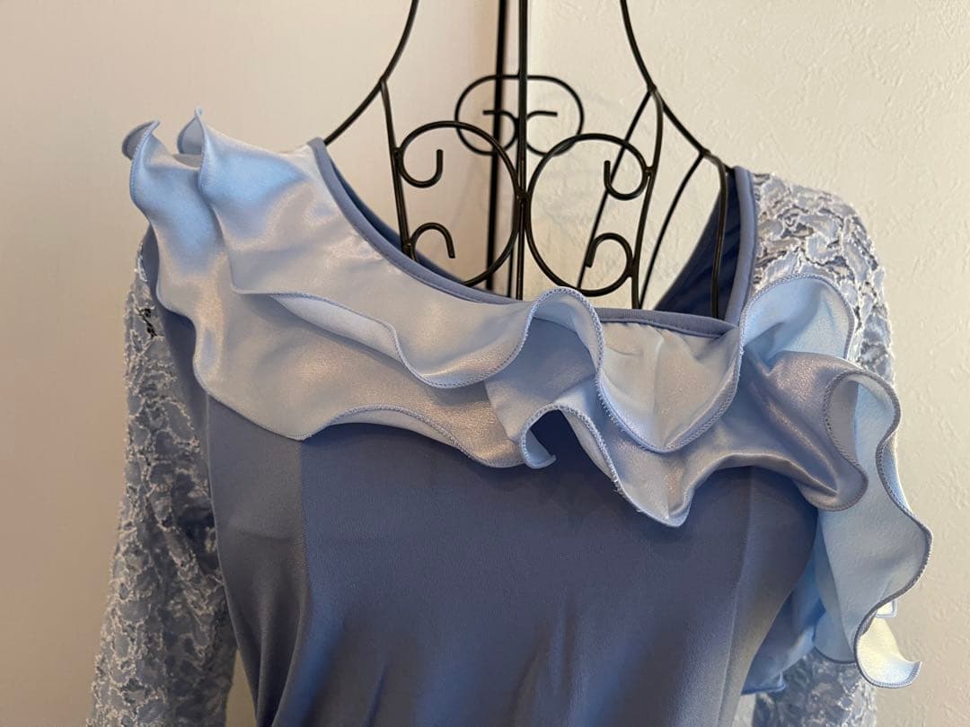 新品❣️未使用❣️✨社交ダンス　カットソー　レース　水色✨