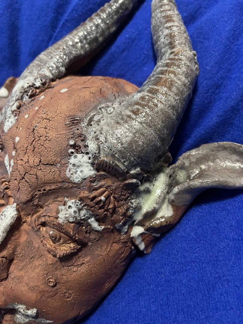 陶器製 悪魔の顔 創作人形　陶芸