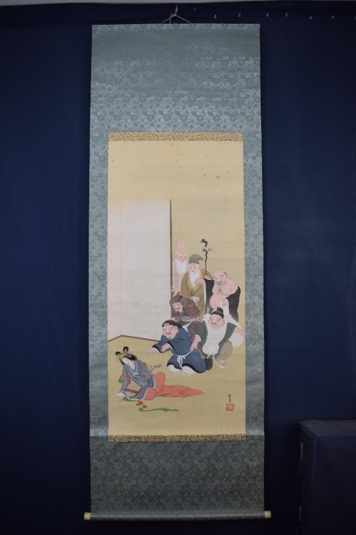 作者不詳/七福神図/一力茶屋/宴之図/掛軸☆宝船☆Z-597