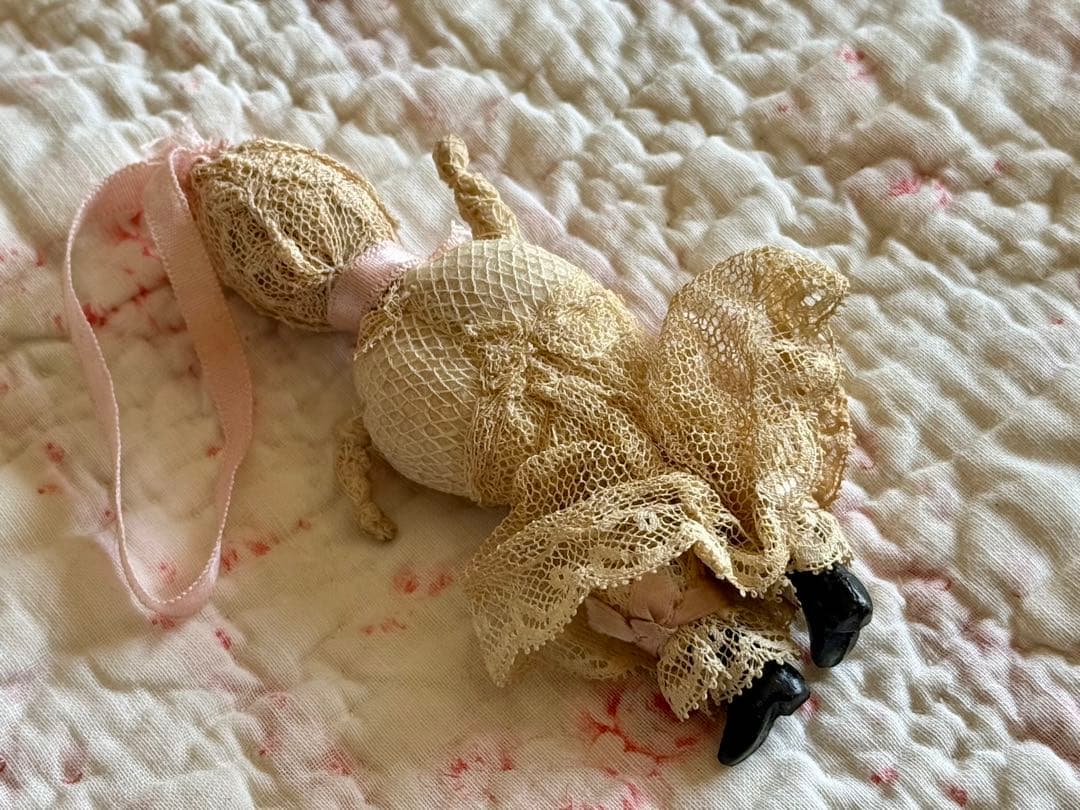 フランス　アンティーク　ドール　ピンクッション　ミニョネット