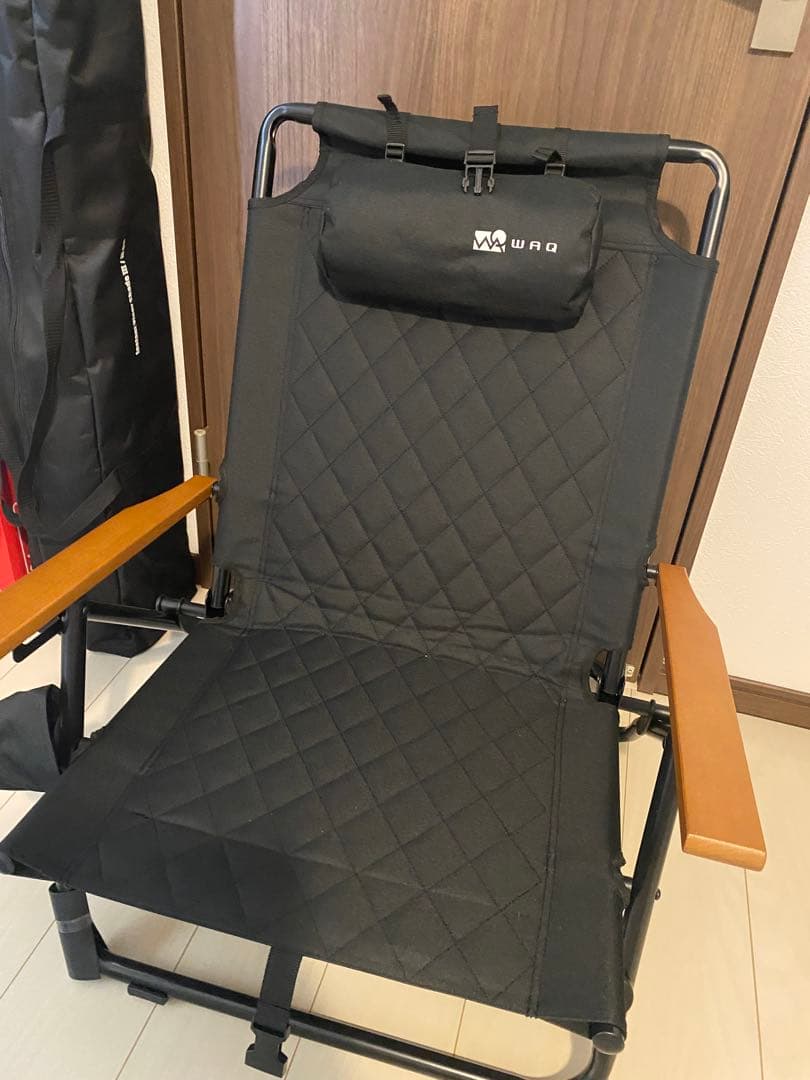 WAQ ブラック 折りたたみアウトドアチェア