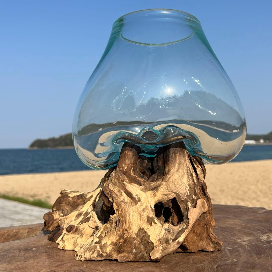 流木ガラスオブジェ大D 花瓶 金魚鉢 ガーデニング フラワーポット 水槽 アート