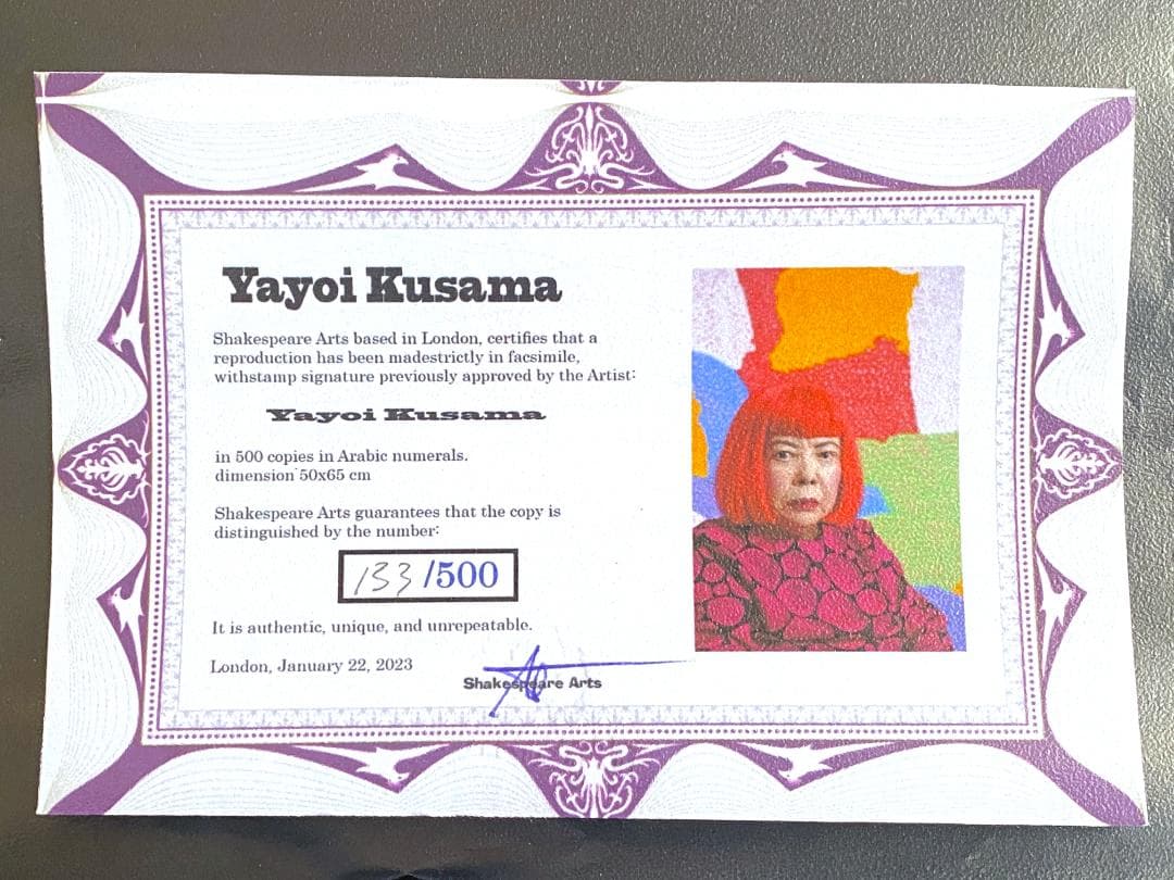 【美品】草間彌生☆かぼちゃ☆リトグラフ☆証明書付