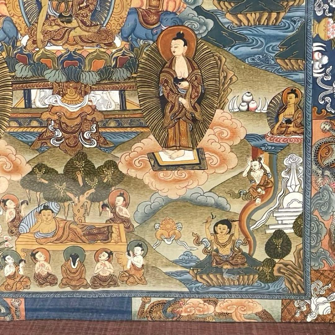 ネパール　カトマンズ　手描き仏画　曼荼羅　釈迦の生涯