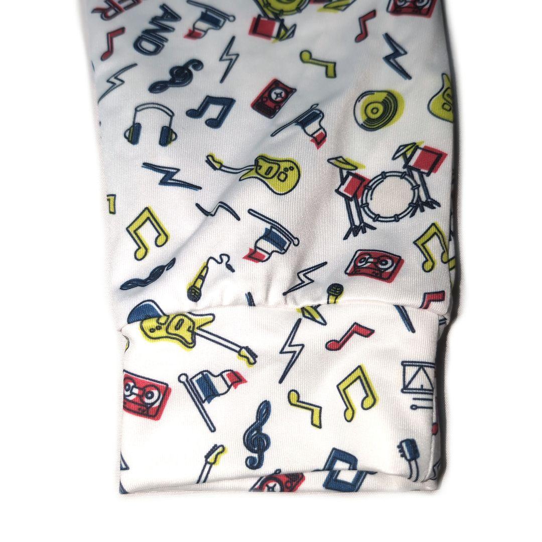 新品タグ付 アンパスィ ゴルフ 長袖 ポロシャツ 楽器柄 総柄 ホワイト L