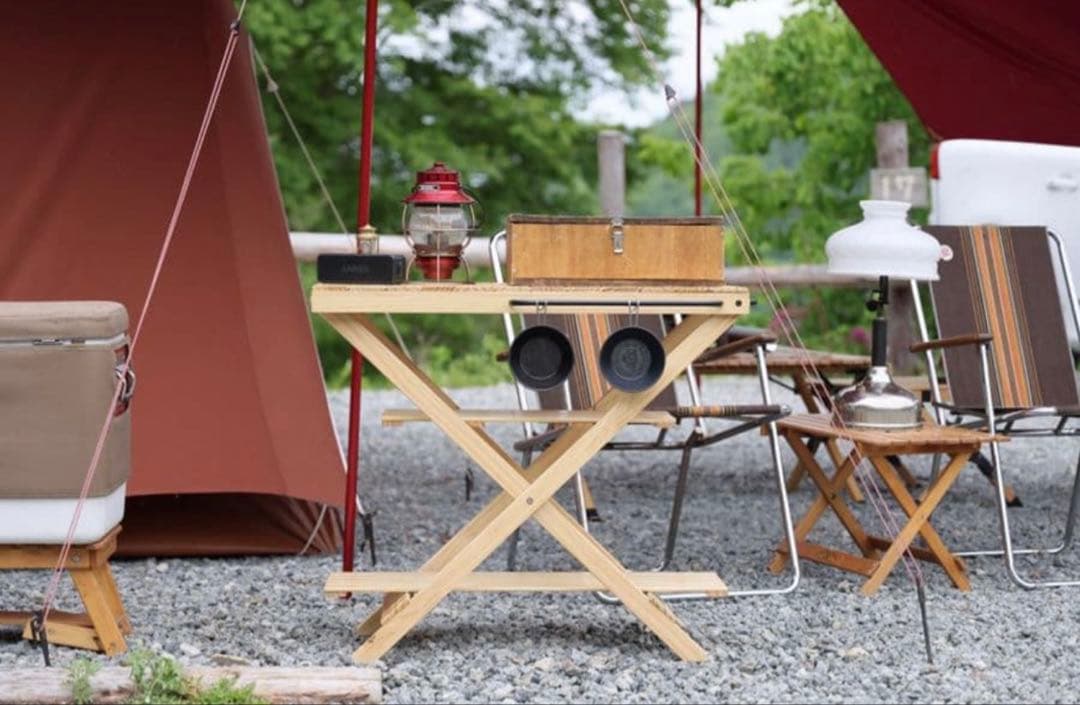 VALVE アウトドア 木製折りたたみテーブル 収納バッグ付