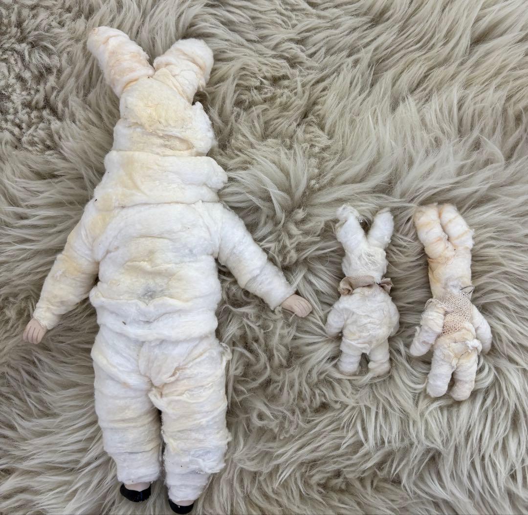 アンティーク雑貨 Handmade Cotton Bunny Dolls.