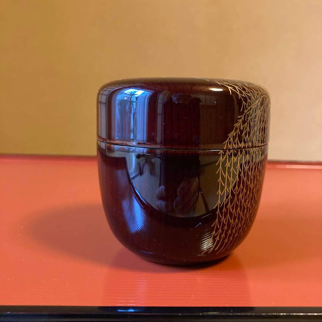 茶道　大棗　柳蒔絵