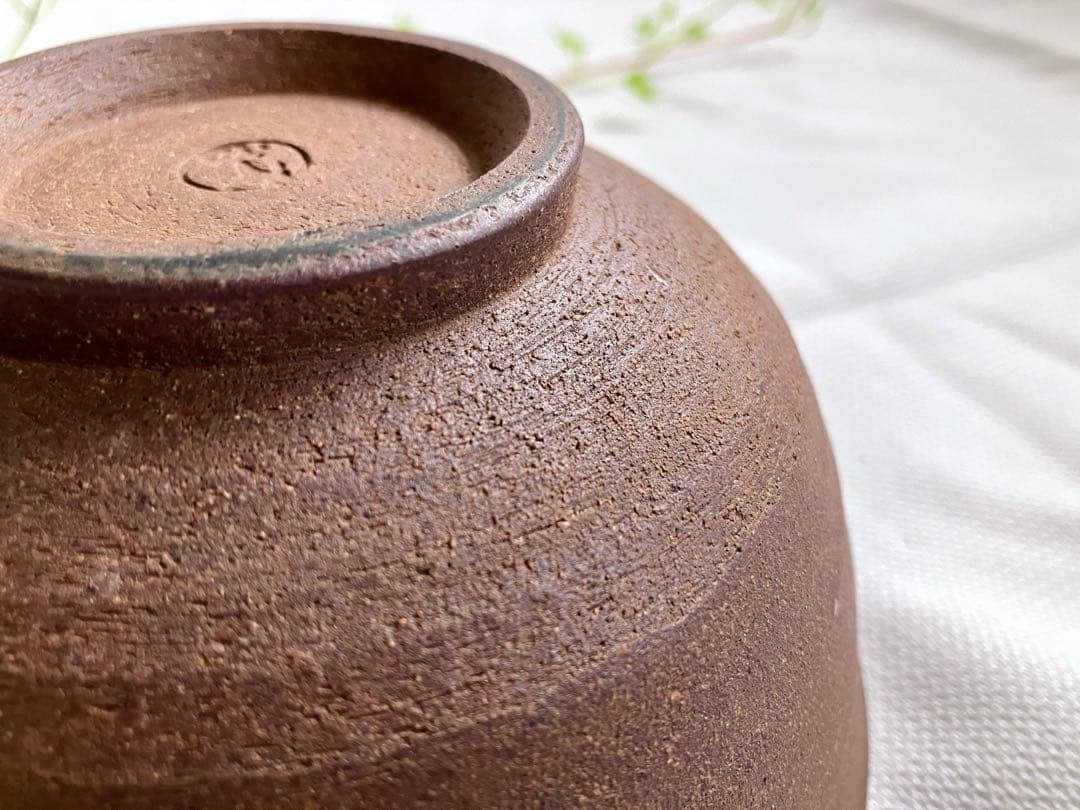 ✅お茶道/茶器/抹茶椀/側面は素焼き見込みにのみ釉薬✅極美品
