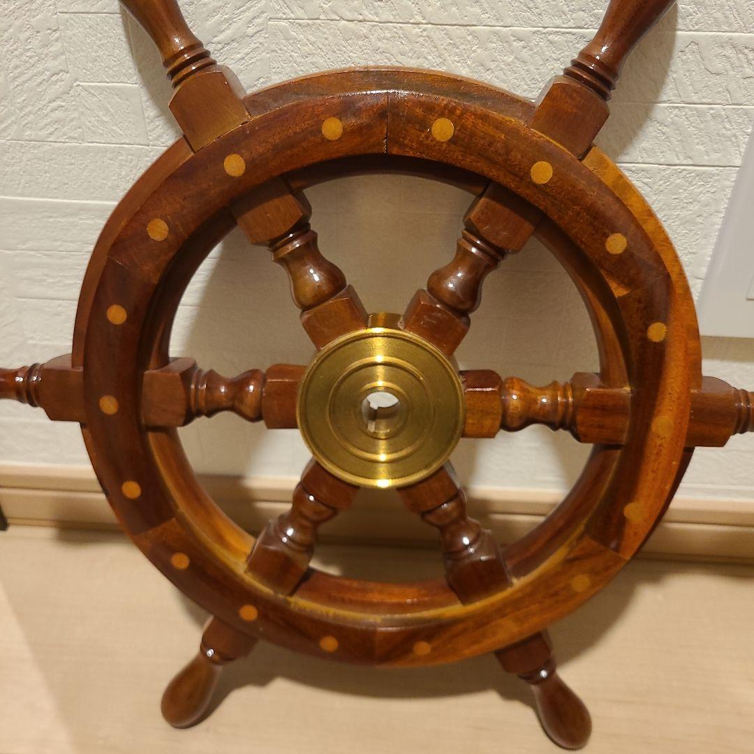 木製舵輪　レトロ　オブジェ　アンティーク