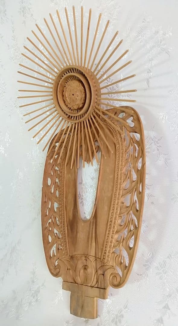 光背のみ#552 立像6.0寸用 放射光 火焔 透し彫◆白檀 木彫 仏像付属品