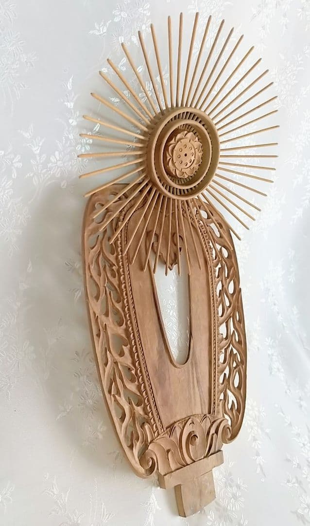 光背のみ#552 立像6.0寸用 放射光 火焔 透し彫◆白檀 木彫 仏像付属品