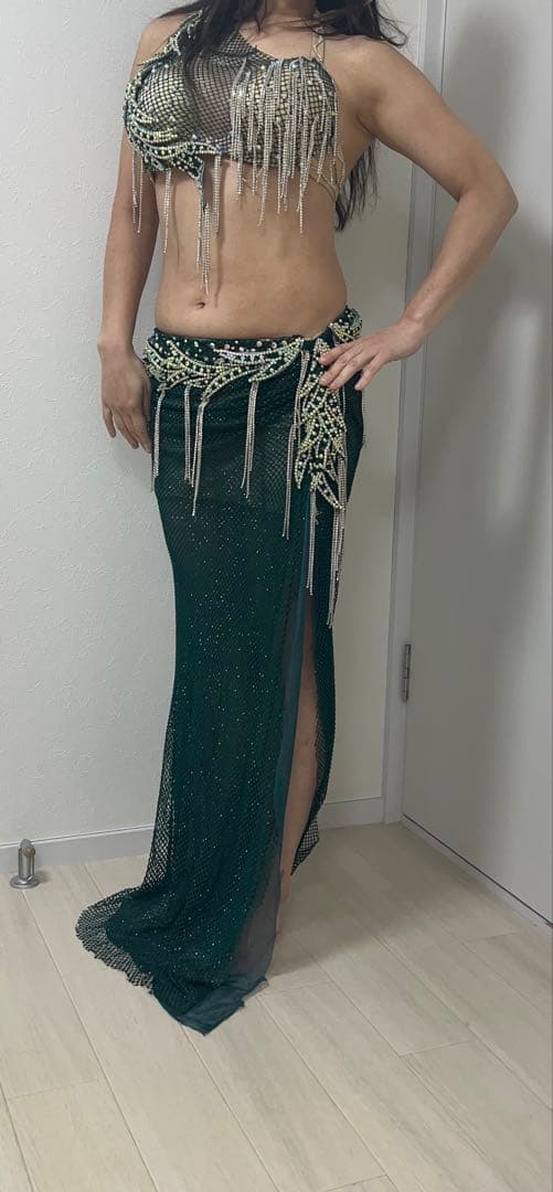 ベリーダンス衣装ダークグリーン