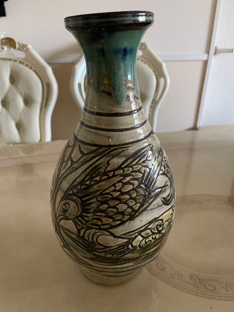 琉球壺屋焼　人間国宝　金城次郎氏作　花瓶　大瓶