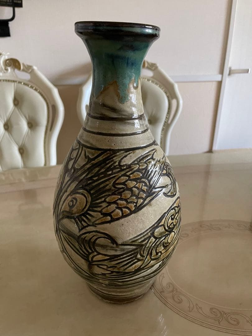 琉球壺屋焼　人間国宝　金城次郎氏作　花瓶　大瓶