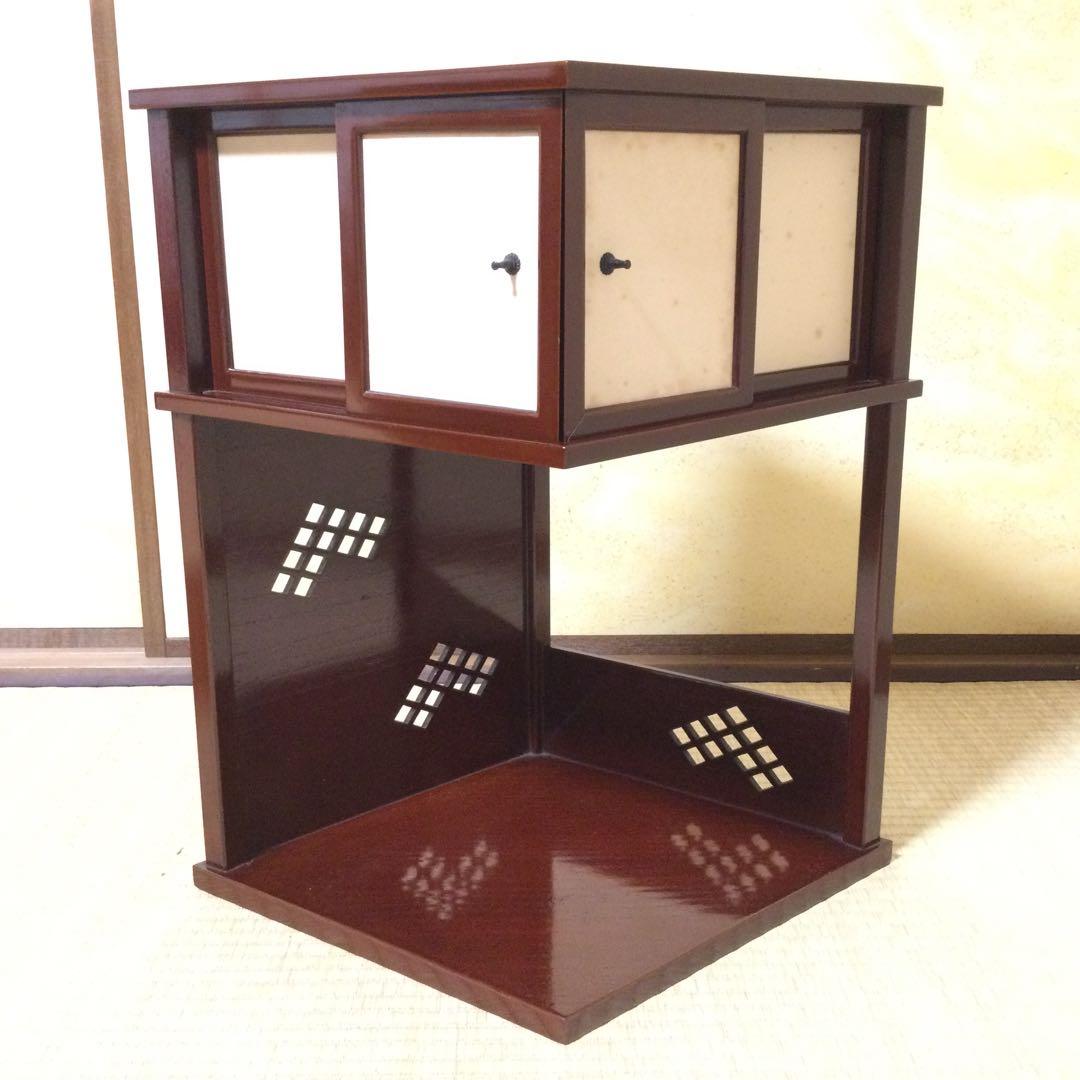 茶道具 徒然棚 溜塗 茶棚 箱付 L307