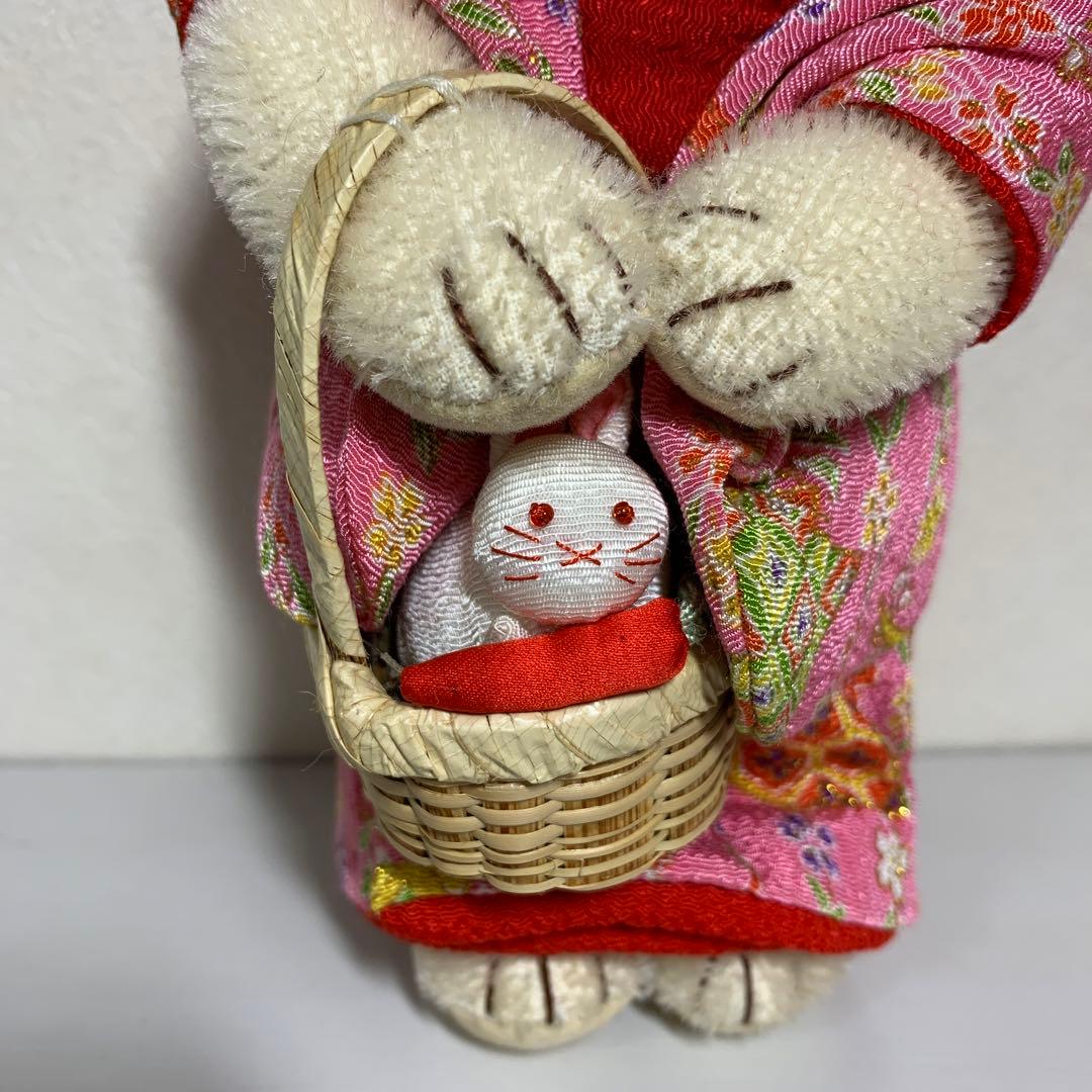 作家様　テディベア　ちりめん着物　籠＊ウサギ＊にんじん　ホワイトベア　可愛い♪