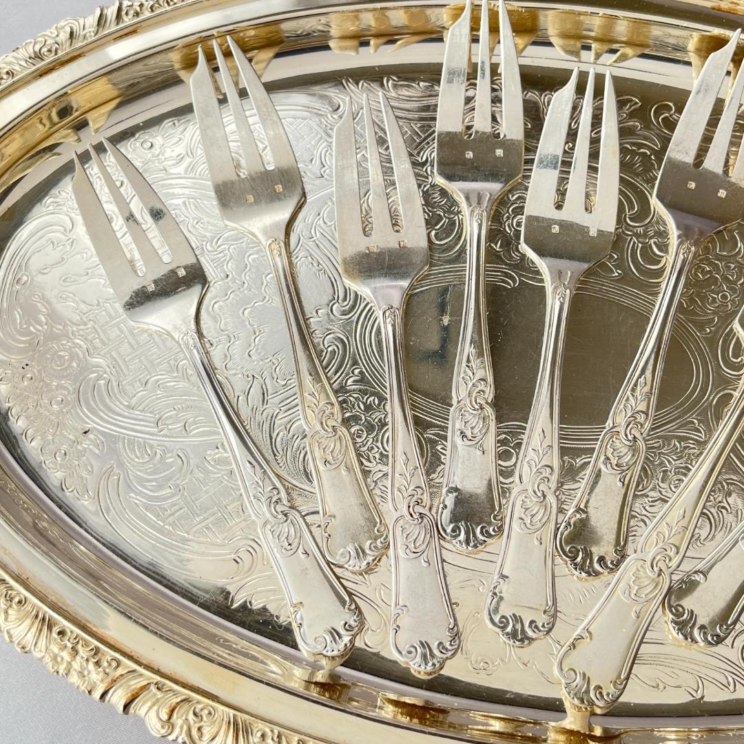 【仏蘭西】 Louis XV ケーキフォーク 8本【シルバープレート】