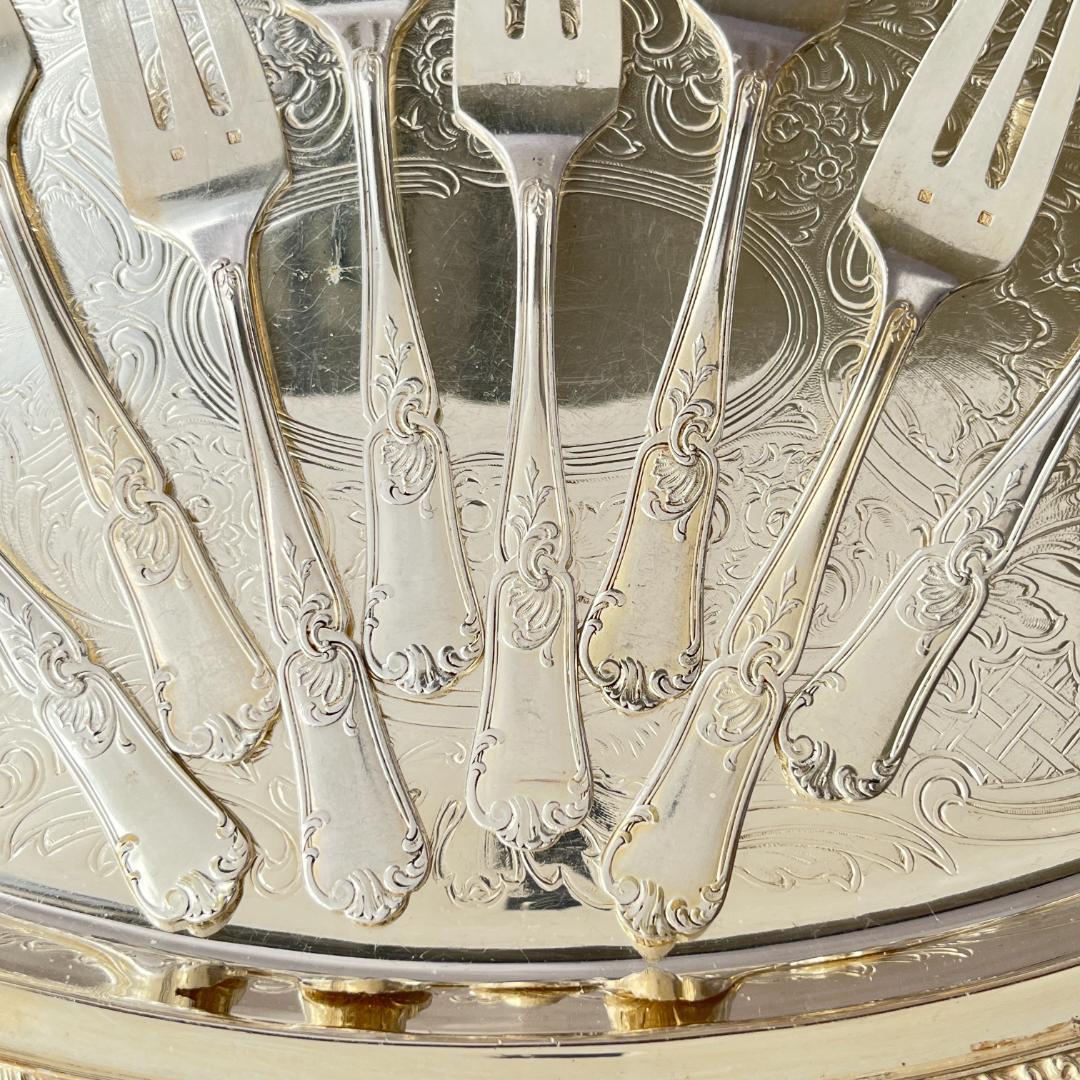 【仏蘭西】 Louis XV ケーキフォーク 8本【シルバープレート】