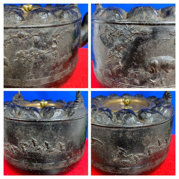 【極上、希少品】龍文堂特大鉄瓶：かなり重量感のある立派な龍文堂鉄瓶