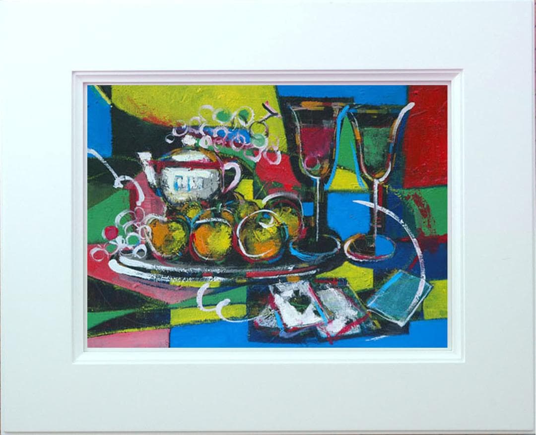 油絵 菅家令子 絵 絵画インテリア 額付(白) uF6-120309 静物 果物