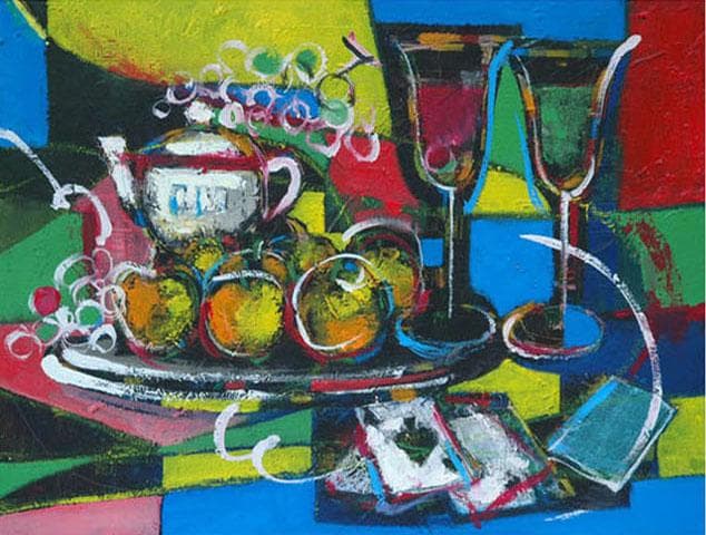 油絵 菅家令子 絵 絵画インテリア 額付(白) uF6-120309 静物 果物