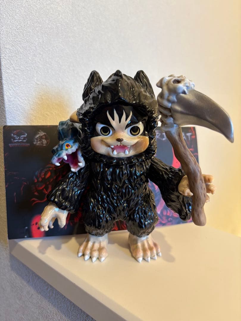 美品　しぬこ　GRIM CAT 死神バージョン　ソフビ　ヘッダー付き
