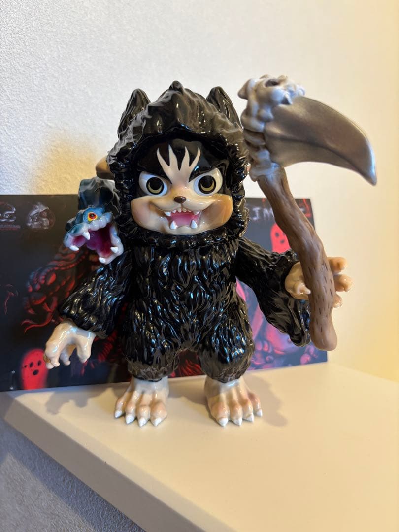 美品　しぬこ　GRIM CAT 死神バージョン　ソフビ　ヘッダー付き